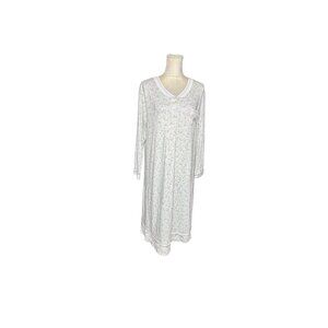 Vintage Karen Neuburger Floral Long Sleeve Nightgown Lace Trim PXL